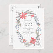 ポインセティアハンドリースホリデ描ーパーティ ポストカード (正面/裏面)