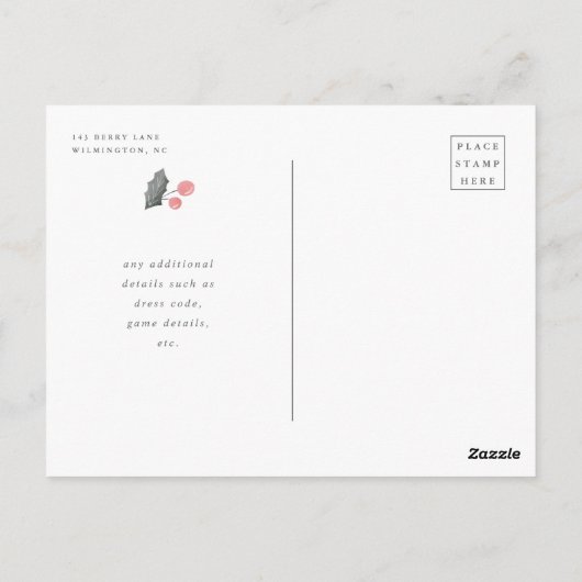 ポインセティアハンドリースホリデ描ーパーティ ポストカード (裏面)