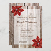 ポインセティアバ素朴ーンウッドブライダルシャワー 招待状 (正面/裏面)