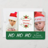 ポインセティアフレームホリデイ写真テンプレートフラットカード 招待状 (正面)