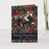 ポインセティアフローラウォーターカラーフォトクリスマス シーズンカード (正面)