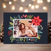 ポインセティアブーケクリスマスホリデーフォトカード シーズンカード