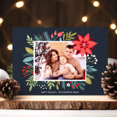 ポインセティアブーケクリスマスホリデーフォトカード シーズンカード