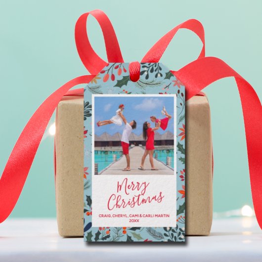 ポインセティアベリー葉ズクリスマスホリデー ギフトタグ