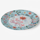 ポインセティアベリー葉ズホリデークリスマス ペーパープレート (アングル)