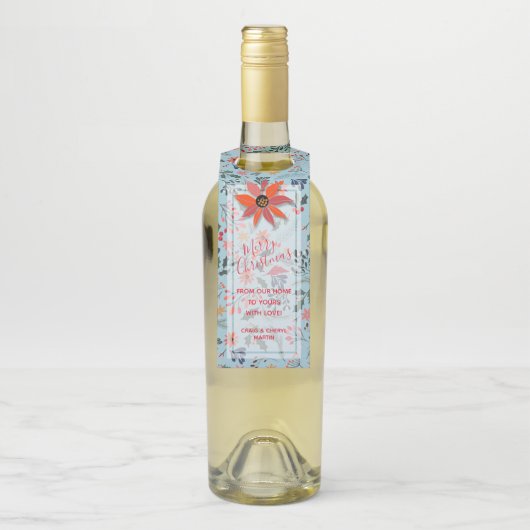 ポインセティアベリー葉ズホリデークリスマス ボトルネックタグ (ボトル)