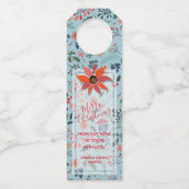 ポインセティアベリー葉ズホリデークリスマス ボトルネックタグ (正面)