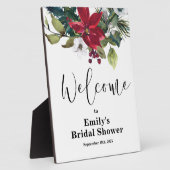 ポインセティアホリデーウィンターブライダルシャワーウェルカム フォトプラーク (側面)