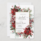ポインセティアホリデーウィンターブライダルシャワー 招待状 (正面)