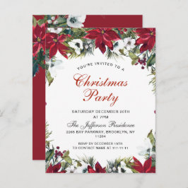 ポインセティアホリデークリスマスパーティの招待状カード ポストカード