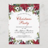 ポインセティアホリデークリスマスパーティの招待状カード ポストカード (正面)