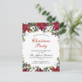 ポインセティアホリデークリスマスパーティの招待状カード ポストカード (スタンド正面)