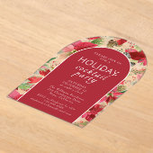 ポインセティアホリデーフローラクリスマスパーティー アクリル招待状 (レイダウン)