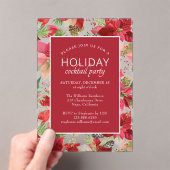 ポインセティアホリデーフローラクリスマスパーティー アクリル招待状 (インサイチュ (ポータブル))