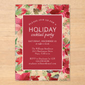 ポインセティアホリデーフローラクリスマスパーティー アクリル招待状 (正面)