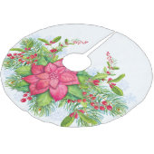 ポインセティアホリーエバーグリーンクリスマスクリスマス ブラッシュドポリエステルツリースカート (アングル)