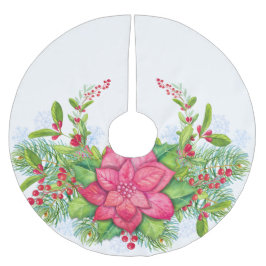 ポインセティアホリーエバーグリーンクリスマスクリスマス ブラッシュドポリエステルツリースカート