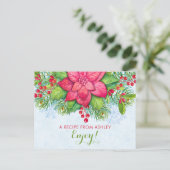 ポインセティアホリークリスマスクリスマスレシピカード ポストカード (スタンド正面)
