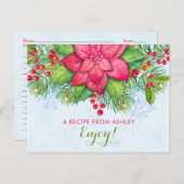 ポインセティアホリークリスマスクリスマスレシピカード ポストカード (正面/裏面)
