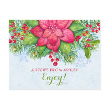 ポインセティアホリークリスマスクリスマスレシピカード
