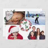 ポインセティアホリークリスマスリース写真テンプレート シーズンカード (正面/裏面)