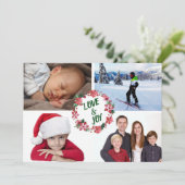 ポインセティアホリークリスマスリース写真テンプレート シーズンカード (スタンド正面)