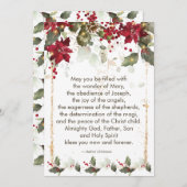 ポインセティアホリークリスマス祈りの言葉ホリデーカード シーズンカード (正面/裏面)