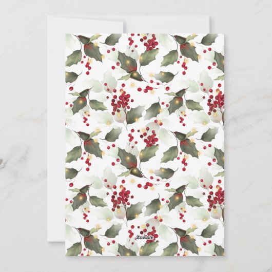 ポインセティアホリークリスマス祈りの言葉ホリデーカード シーズンカード (裏面)