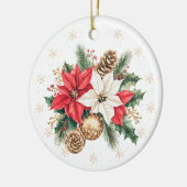 ポインセティアホリーパインクリスマスフォトオーナメント セラミックオーナメント (左)