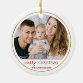 ポインセティアホリーパインクリスマスフォトオーナメント セラミックオーナメント (裏面)