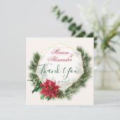 ポインセティアホリーパインクリスマ結婚ス サンキューカード (スタンド正面)