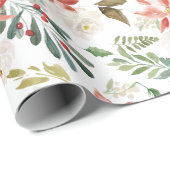 ポインセティアホリーベリーアイボリーフローラホリデーシーズン ラッピングペーパー (ロールコーナー)