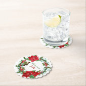 ポインセティアホリーベリークリスマスリース ペーパーコースター (インサイチュ)