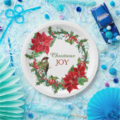 ポインセティアホリーベリークリスマスリース ペーパープレート (パーティー)