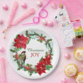 ポインセティアホリーベリークリスマスリース ペーパープレート (パーティー)
