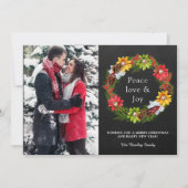 ポインセティアホリーベリーリースクリスマスフォト シーズンカード (正面)