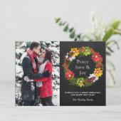 ポインセティアホリーベリーリースクリスマスフォト シーズンカード (スタンド正面)