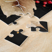 ポインセティアホリーベリーレッドホワイトフラワークリスマス ジグソーパズル (側面)