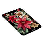 ポインセティアホリーベリーレッドホワイトフラワークリスマス マグネット (右側)