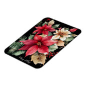 ポインセティアホリーベリーレッドホワイトフラワークリスマス マグネット (左側)