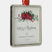 ポインセティアボタニカルクリスマスホリデーファミリー メタルオーナメント (右)