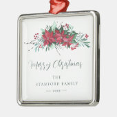 ポインセティアボタニカルクリスマスホリデーファミリー メタルオーナメント (左)
