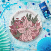 ポインセティアラビットメリークリスマス ペーパープレート (パーティー)