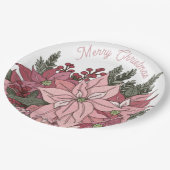 ポインセティアラビットメリークリスマス ペーパープレート (アングル)