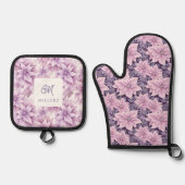 ポインセティアラベンダーホリデイ 鍋つかみ&鍋敷きセット (正面)