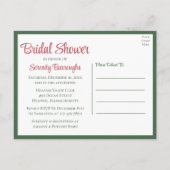 ポインセティアレッドクリスマスフローラブライダルシャワー インビテーションポストカード (裏面)