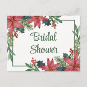 ポインセティアレッドクリスマスフローラブライダルシャワー インビテーションポストカード (正面)