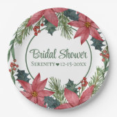 ポインセティアレッドクリスマスフローラブライダルシャワー ペーパープレート (正面)