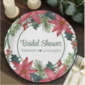 ポインセティアレッドクリスマスフローラブライダルシャワー ペーパープレート