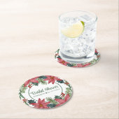 ポインセティアレッドクリスマスフローラブライダルシャワー ラウンドペーパーコースター (インサイチュ)